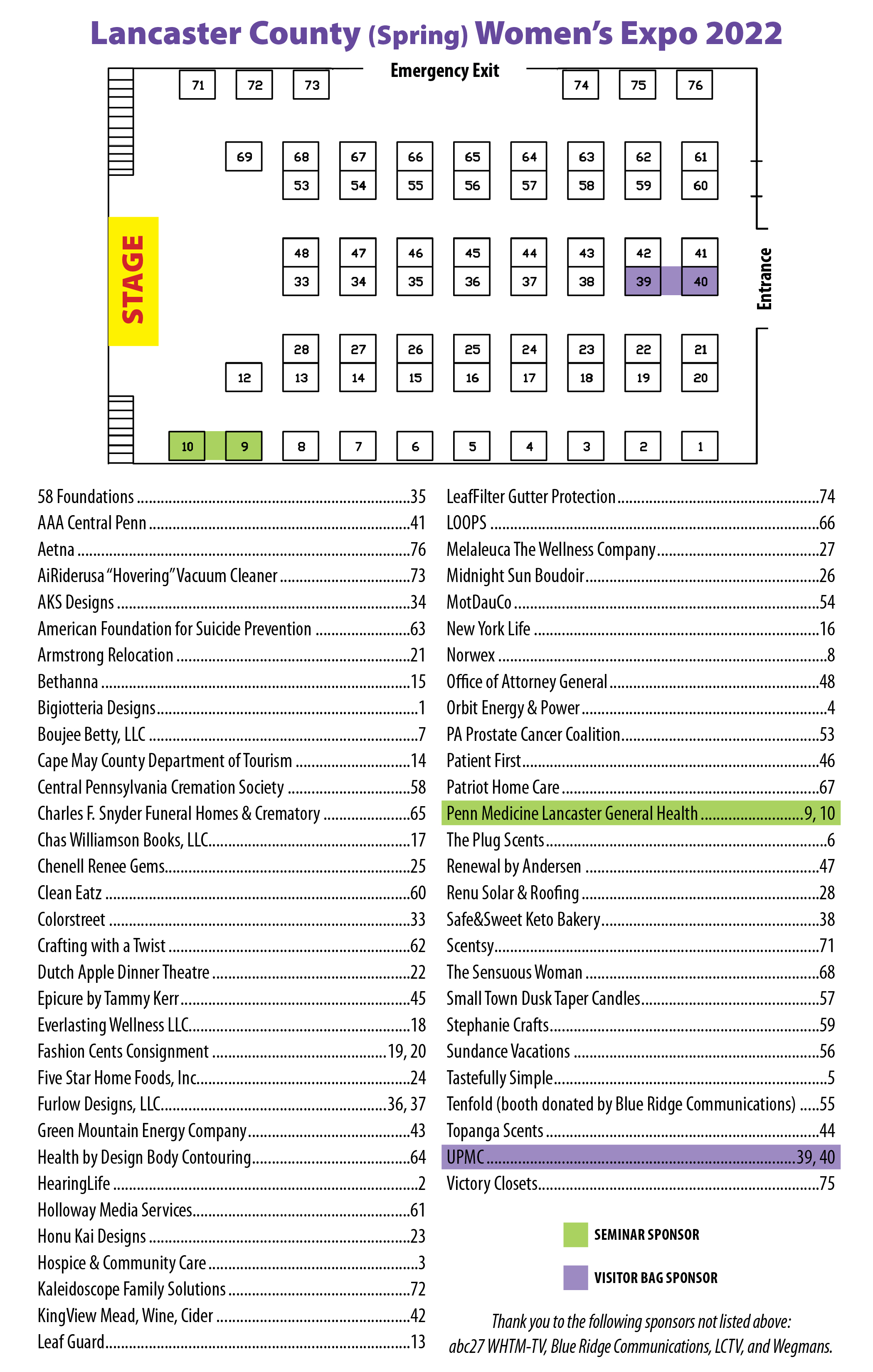 Womens' Expo Lancaster Spring Map